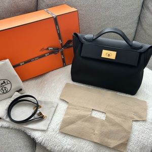 Authentic Hermes 24/24 29 Bag Black Gold Hardware